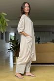 Made in Italy Cotton Jersey Hitch Cocoon Dress Stone /4 =